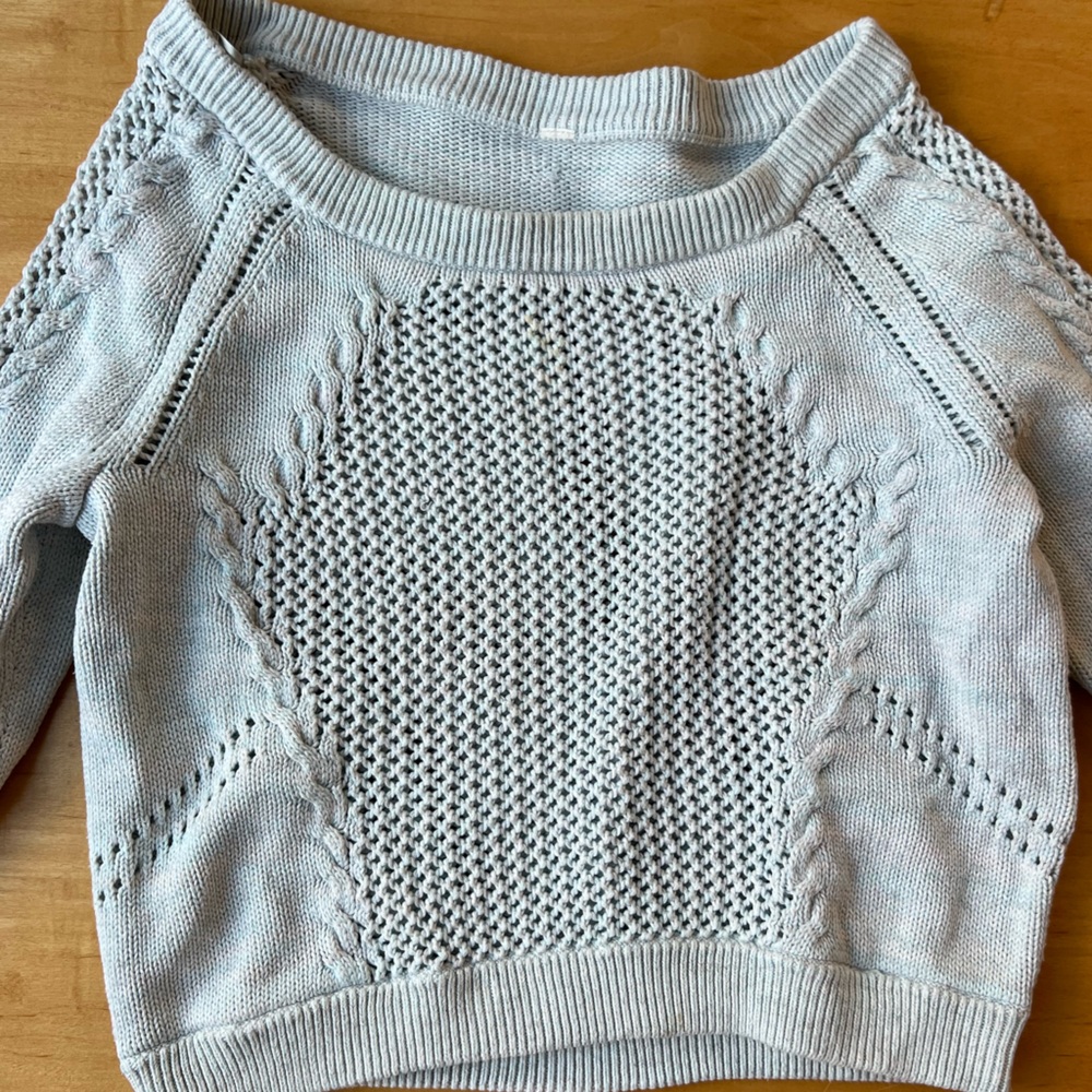 LuluLemon cropped knit sweater with boatneck